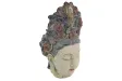 Tête de Bouddha en figurine, 45 cm, multicolore, tête décorative faite main, déesse des fleurs
