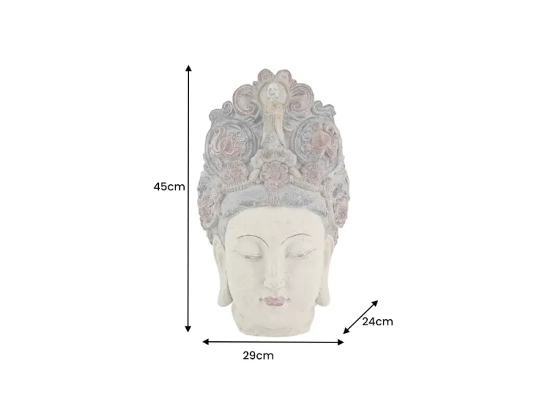 Tête de Bouddha en figurine, 45 cm, multicolore, tête décorative faite main, déesse des fleurs