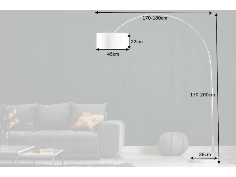 Lampadaire extensible design arc en lin blanc Lampadaires |adeniahome...