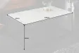 Table basse SYMBIOSE 100 cm en céramique blanche aspect marbre avec plateau en verre trempé