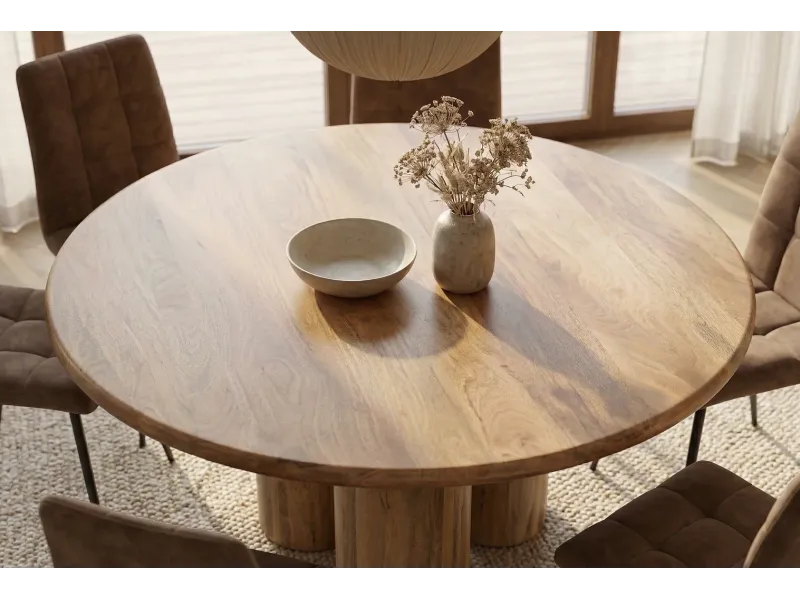 Table ronde 140 cm massif bois de manguier | Table à manger |  Adénia home