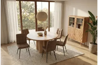 Table ronde 140 cm massif bois de manguier | Table à manger |  Adénia home