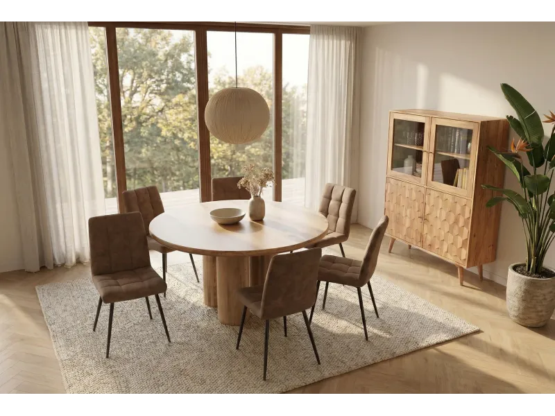 Table ronde 140 cm massif bois de manguier | Table à manger |  Adénia home