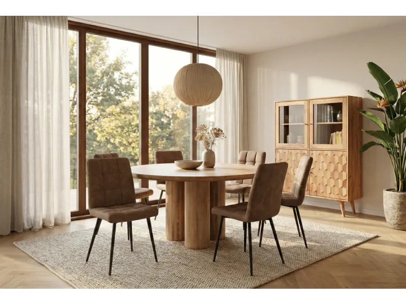 Table ronde 140 cm massif bois de manguier | Table à manger |  Adénia home