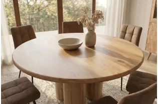 Table ronde 140 cm massif bois de manguier | Table à manger |  Adénia home 2
