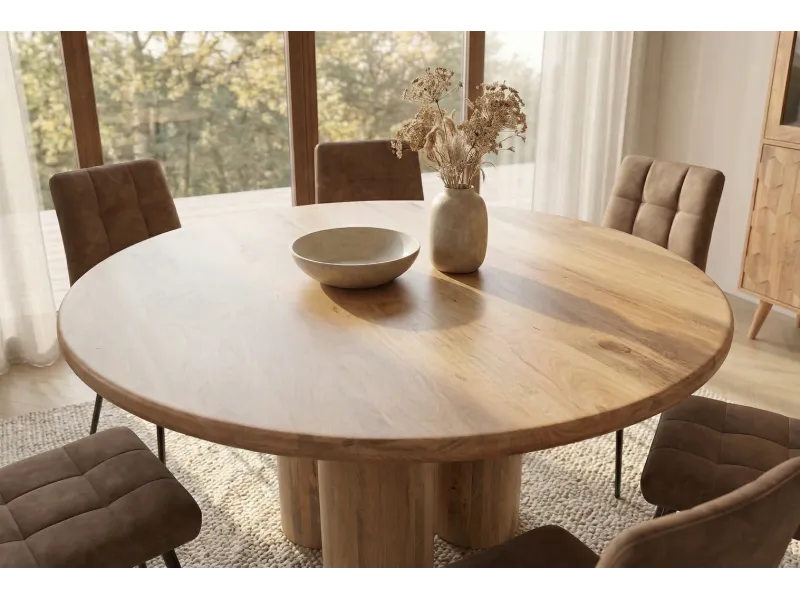 Table ronde 140 cm massif bois de manguier | Table à manger |  Adénia home