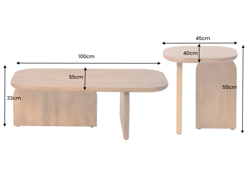 Tables basses gigognes bois d'acacia naturel lot de 2 | l Adénia home