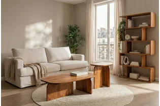 Tables basses gigognes bois d'acacia naturel lot de 2 | l Adénia home 2