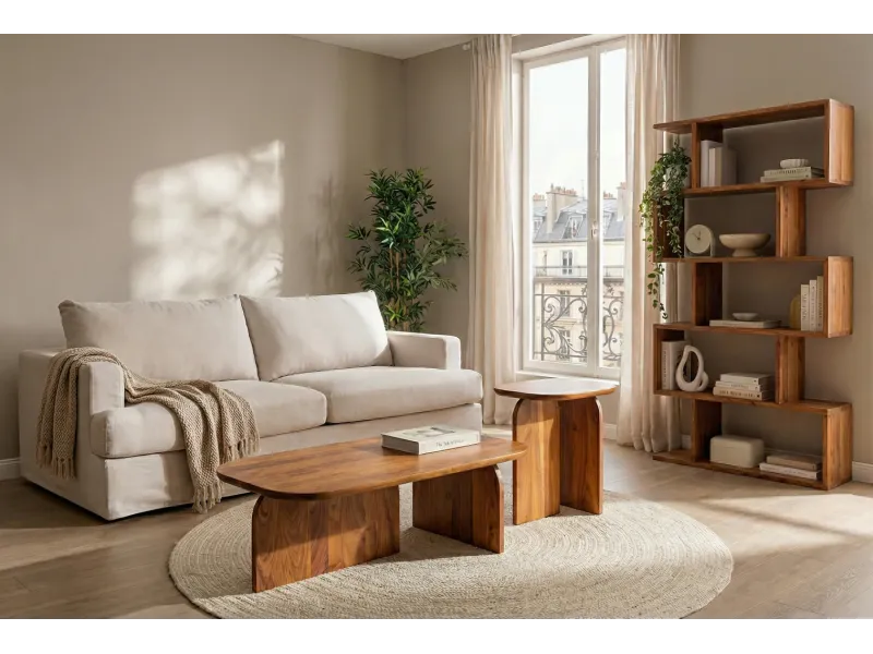 Tables basses gigognes bois d'acacia naturel lot de 2 | l Adénia home