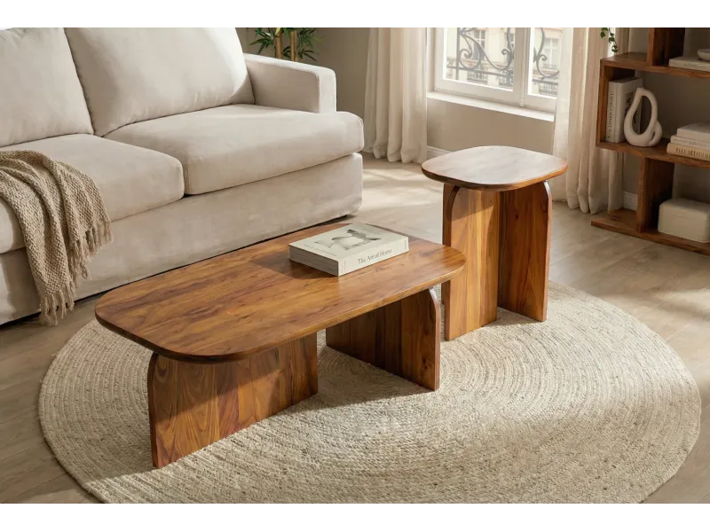 Tables basses gigognes bois d'acacia naturel lot de 2 | l Adénia home