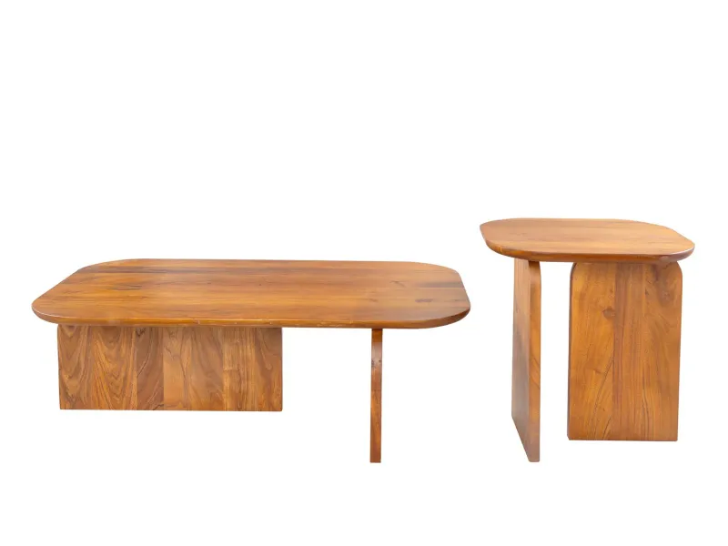 Tables basses gigognes bois d'acacia naturel lot de 2 | l Adénia home