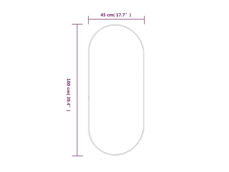 Miroir mural Doré 100x45 cm Ovale