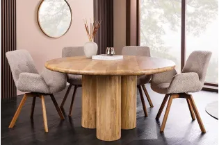 Table ronde 140 cm massif bois de manguier | Table à manger |  Adénia home 2