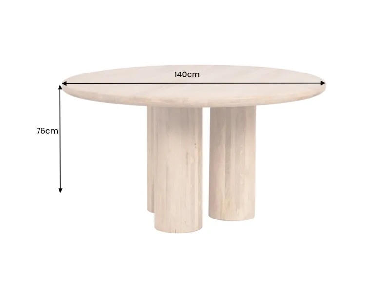 Table ronde 140 cm massif bois de manguier | Table à manger |  Adénia home