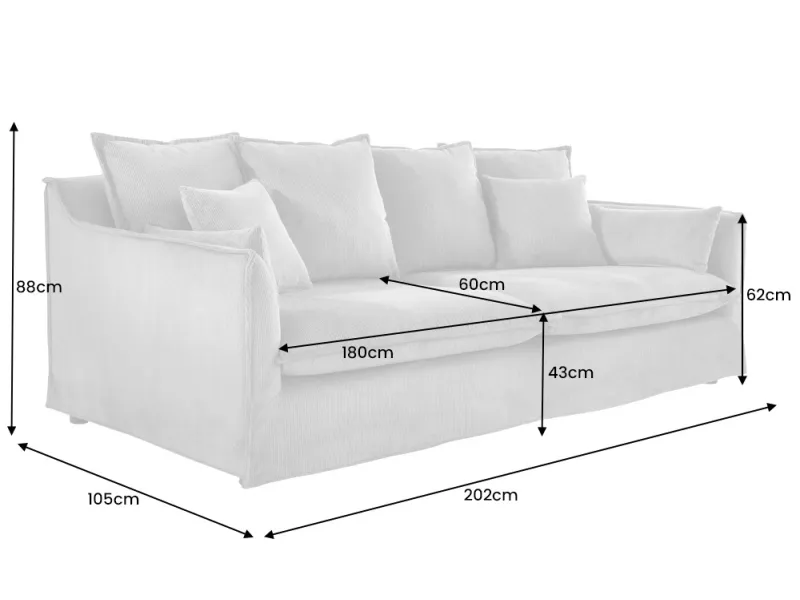 Canapé HEAVEN 3 places lin naturel 210 cm | Adenia Home