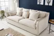 Canapé 3 places HEAVEN 200cm tissu lin naturel coussin plumes d'oie noyau ressorts housse amovible