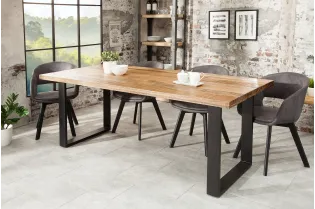 Table manguier massif 200 cm pieds métal Iron Craft — Adeniahome