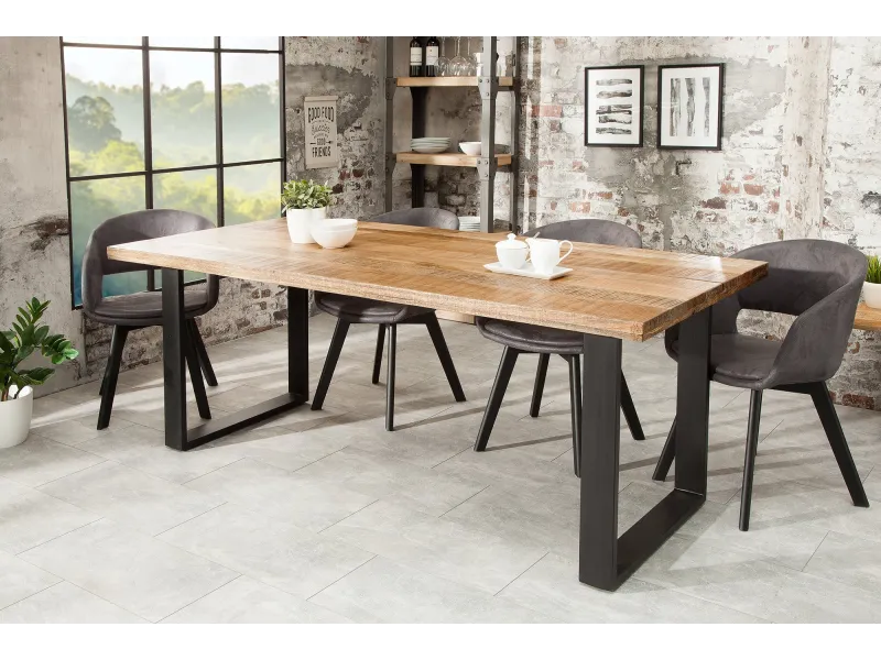 Table manguier massif 200 cm pieds métal Iron Craft — Adeniahome