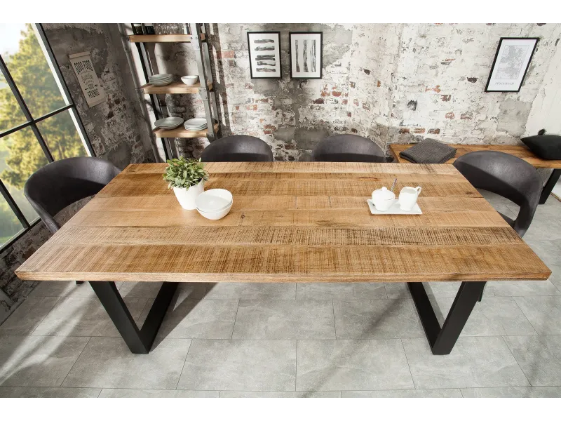Table manguier massif 200 cm pieds métal Iron Craft — Adeniahome