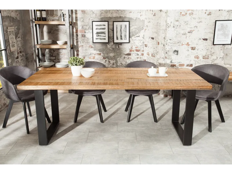 Table manguier massif 200 cm pieds métal Iron Craft — Adeniahome