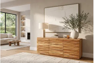 Buffet Relief acacia massif 160 cm — Rangement élégant Adeniahome