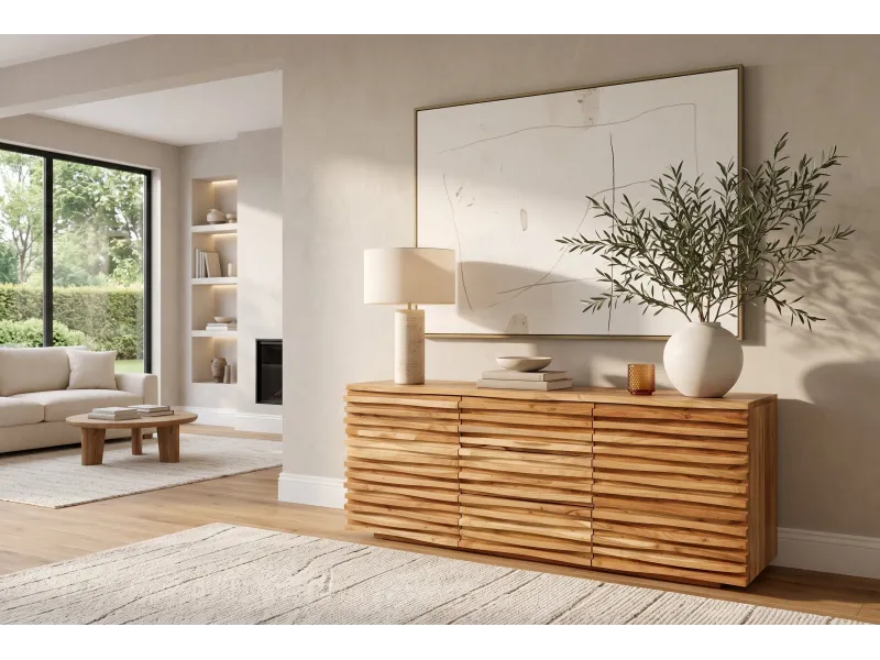 Buffet Relief acacia massif 160 cm — Rangement élégant Adeniahome