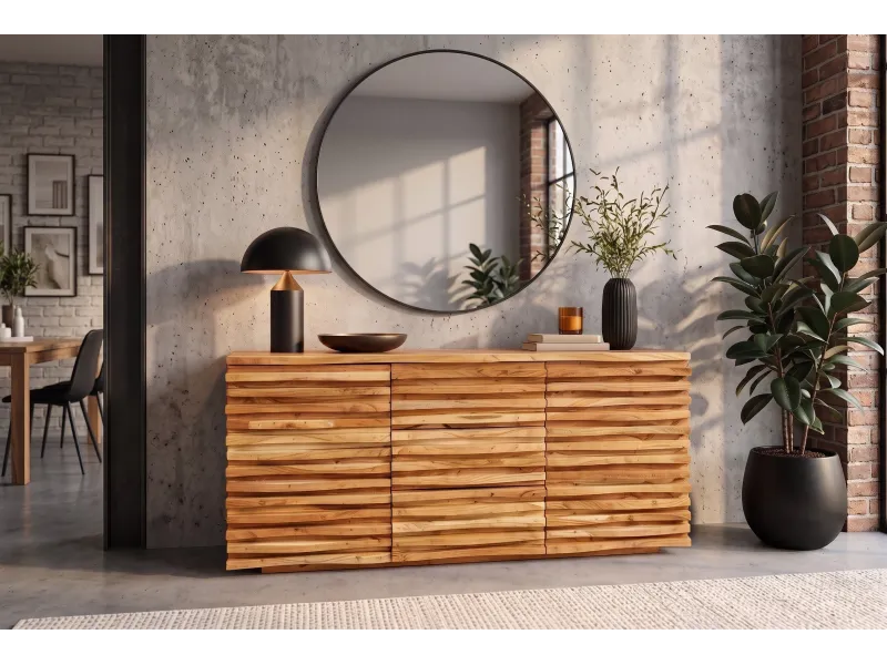 Buffet Relief acacia massif 160 cm — Rangement élégant Adeniahome