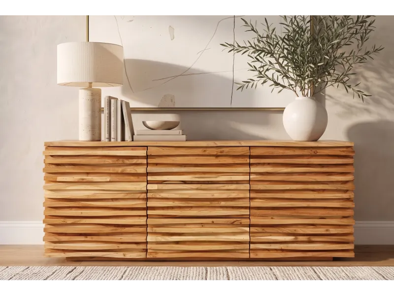 Buffet Relief acacia massif 160 cm — Rangement élégant Adeniahome