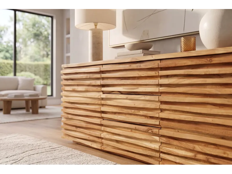 Buffet Relief acacia massif 160 cm — Rangement élégant Adeniahome