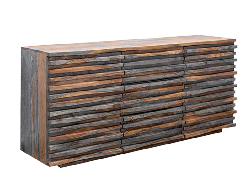 Buffet Relief sheesham massif 160 cm gris fumé — Adeniahome