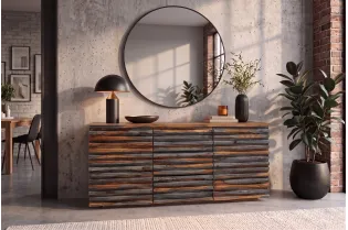 Buffet Relief sheesham massif 160 cm gris fumé — Adeniahome 2