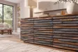 Buffet Relief sheesham massif 160 cm gris fumé — Adeniahome