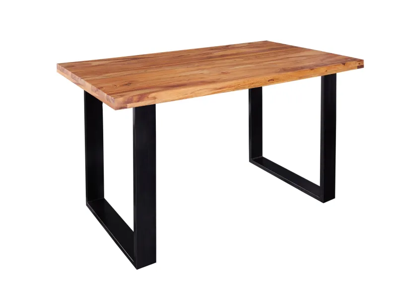 Table Iron Craft sheesham massif 120 cm pieds U métal — Adeniahome