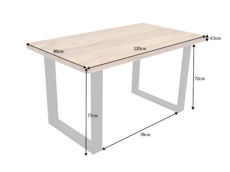 Table Iron Craft sheesham massif 120 cm pieds U métal — Adeniahome