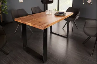 Table Iron Craft sheesham 140 cm pieds U métal noir — Adeniahome