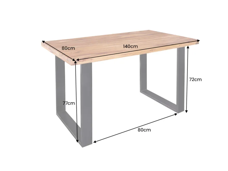 Table Iron Craft sheesham 140 cm pieds U métal noir — Adeniahome