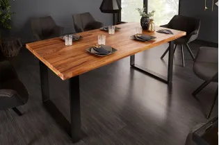 Table Iron Craft sheesham massif 200 cm pieds U métal — Adeniahome