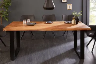 Table Iron Craft sheesham massif 200 cm pieds U métal — Adeniahome 2