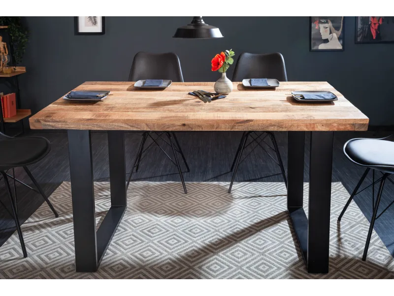 Table à manger Iron Craft 140 cm en manguier massif — Adeniahome
