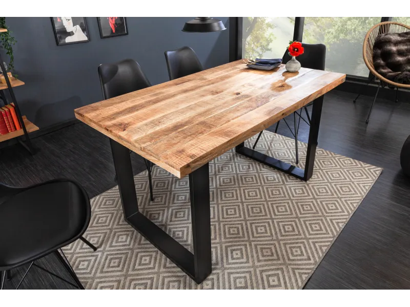 Table à manger Iron Craft 120 cm en manguier massif — Adeniahome