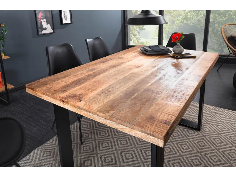 Table à manger Iron Craft 120 cm en manguier massif — Adeniahome