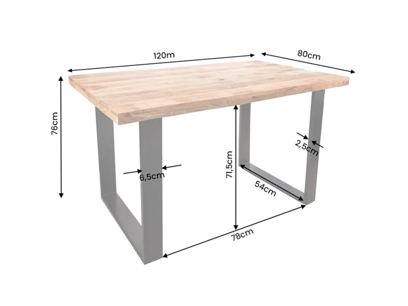 Table à manger Iron Craft 120 cm en manguier massif — Adeniahome