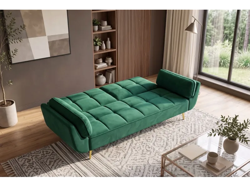 Canapé convertible Boutique 215 cm velours vert émeraude — Adeniahome