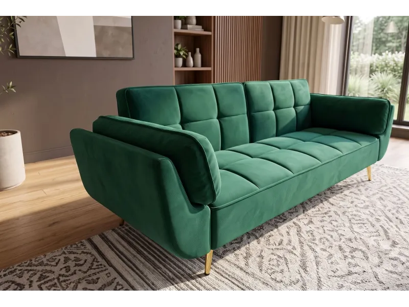 Canapé convertible Boutique 215 cm velours vert émeraude — Adeniahome