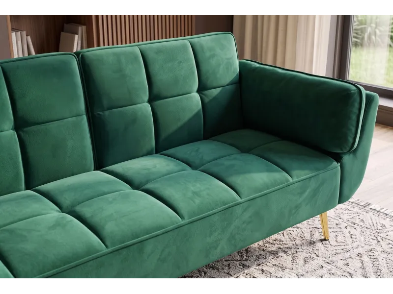 Canapé convertible Boutique 215 cm velours vert émeraude — Adeniahome