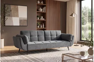 Canapé convertible Boutique 215 cm velours gris — Adeniahome