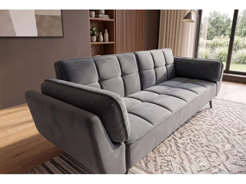Canapé convertible Boutique 215 cm velours gris — Adeniahome