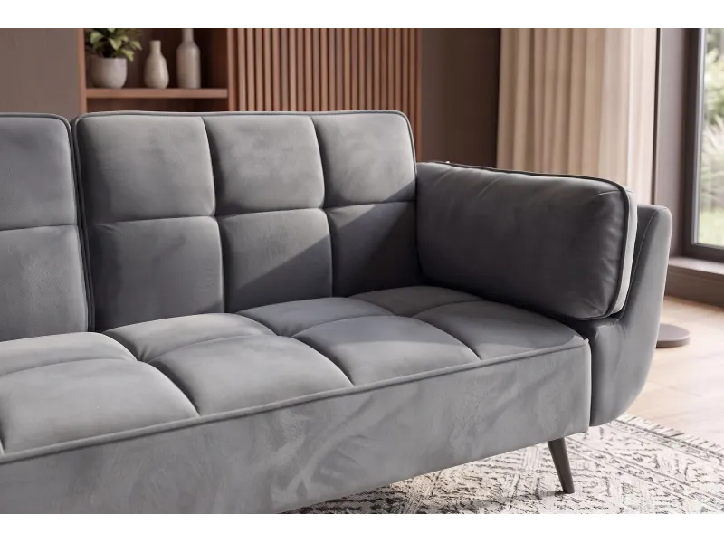 Canapé convertible Boutique 215 cm velours gris — Adeniahome