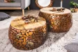 Tables basses gigognes Stone Mosaic en manguier et cuivre — Adeniahome