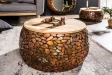Tables basses gigognes Stone Mosaic en manguier et cuivre — Adeniahome